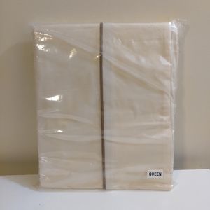 NEW Comfort 100% Cotton Bedding Collection Cream, Taupe Satin Piping.